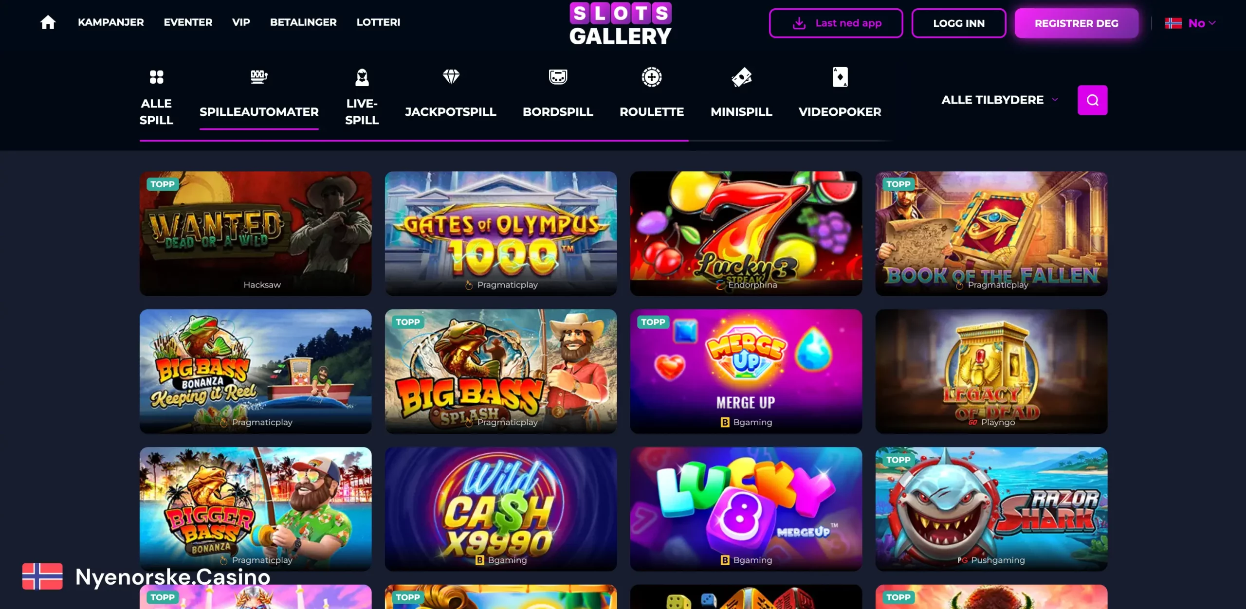 Slots Gallery Casino spillutvalg