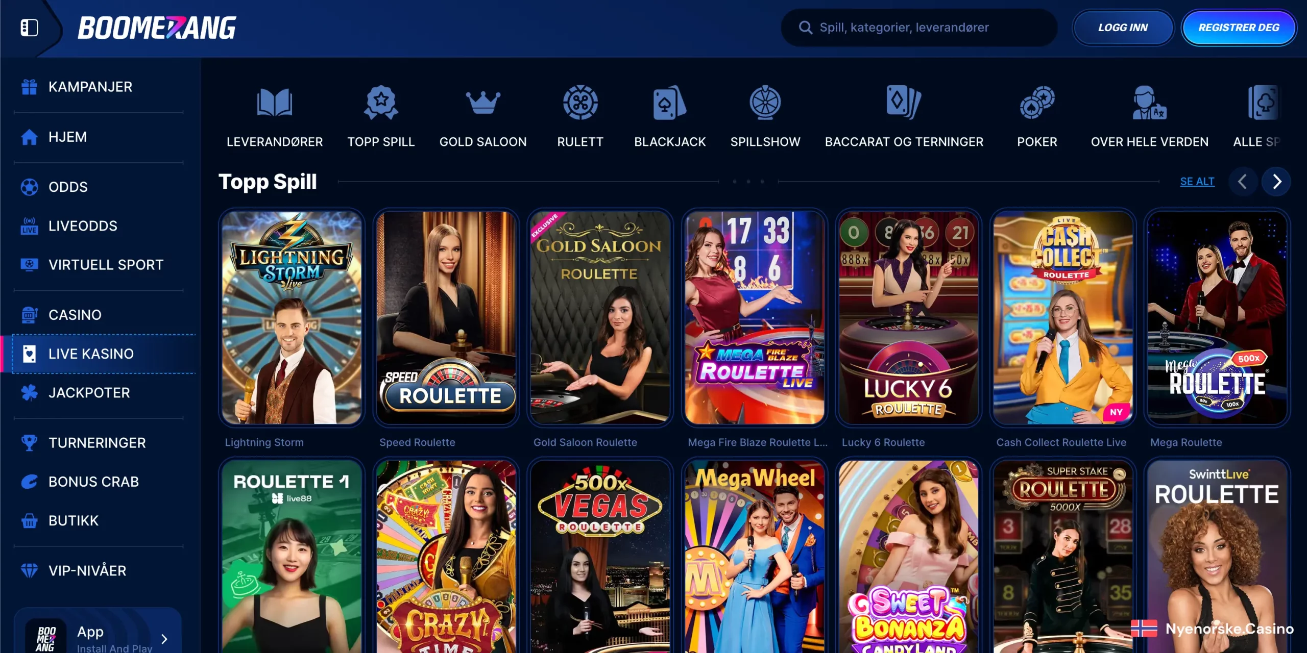 Live Casino Boomerang-Bet