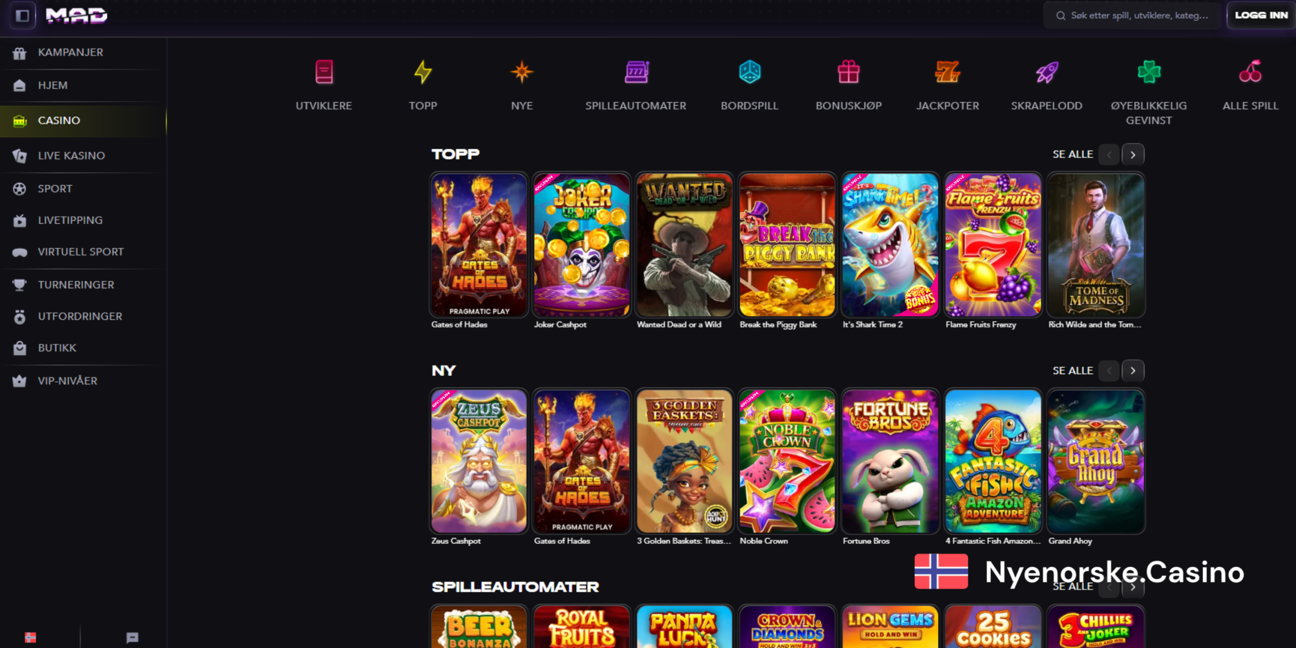 Madcasinos spillutvalg